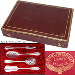 Antique French Sterling Silver 4pc Hors d'Oeuvre Implement Set, Foliate, Boxed