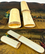 Antique 4.5" Long Palais Royal Ivory Needle or Bodkin Case, Etui, 18k Gold Bands