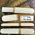 Antique 4.5" Long Palais Royal Ivory Needle or Bodkin Case, Etui, 18k Gold Bands