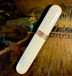 Antique 4.5" Long Palais Royal Ivory Needle or Bodkin Case, Etui, 18k Gold Bands