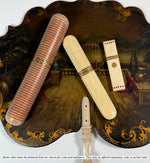 Antique 4.5" Long Palais Royal Ivory Needle or Bodkin Case, Etui, 18k Gold Bands