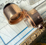Rare Fine Antique French Perfume Flask, Bottle, Heavy 18k Gold Hinged Cap with Gem Cabochons