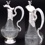 Rare Antique French Sterling Silver & Baccarat(?) Glass 36oz 12.5" Claret Jug