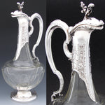 Rare Antique French Sterling Silver & Baccarat(?) Glass 36oz 12.5" Claret Jug