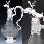 Rare Antique French Sterling Silver & Baccarat(?) Glass 36oz 12.5" Claret Jug