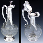 Rare Antique French Sterling Silver & Baccarat(?) Glass 36oz 12.5" Claret Jug