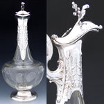 Rare Antique French Sterling Silver & Baccarat(?) Glass 36oz 12.5" Claret Jug