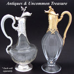 Rare Antique French Sterling Silver & Baccarat(?) Glass 36oz 12.5" Claret Jug