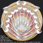 Gorgeous Antique French Silver Plate 18pc Shellfish or Oyster Fork Set w/ Box