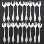 Gorgeous Antique French Silver Plate 18pc Shellfish or Oyster Fork Set w/ Box