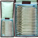 Gorgeous Antique French Silver Plate 18pc Shellfish or Oyster Fork Set w/ Box