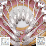 Gorgeous Antique French Silver Plate 18pc Shellfish or Oyster Fork Set w/ Box