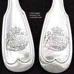 Antique French Sterling SIlver 24pc Dinner Flatware Set, Fiddle Pattern with Crown Topped Crest