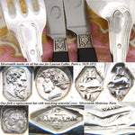 Antique French Sterling SIlver 24pc Dinner Flatware Set, Fiddle Pattern with Crown Topped Crest