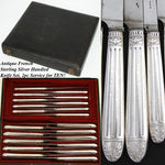 Louis XVI Style Antique French Sterling Silver Handled 20pc Table Knife Set, 2pc Setting for Ten