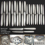Louis XVI Style Antique French Sterling Silver Handled 20pc Table Knife Set, 2pc Setting for Ten