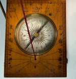 Antique 19th Century Wood Cased Navigational Compass and Sun Dial, Perpetual Calendar