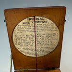 Antique 19th Century Wood Cased Navigational Compass and Sun Dial, Perpetual Calendar