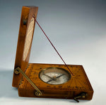 Antique 19th Century Wood Cased Navigational Compass and Sun Dial, Perpetual Calendar
