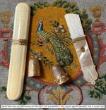 Beautiful Antique 14k Sewing Thimble Set with Coral Cabochons and Half Seed Pearls, British