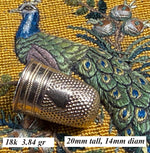 Antique French c.1809 18k Gold Palais Royal Sewing Set Thimble with French Empire Shield