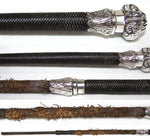 Rare Antique Victorian Era Sterling or Plate Handled 15" Riding Crop, Acanthus Accents