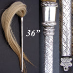 Antique European 36" Horsehair & Silver Plated Fly Whisk, Coachman's Fly Swatter