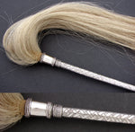 Antique European 36" Horsehair & Silver Plated Fly Whisk, Coachman's Fly Swatter