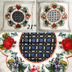 Antique Victorian to Edwardian Unused Needlepoint Beaded and Plush 21" Square Panel for Pillow or Stool
