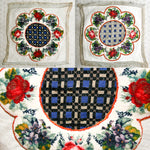 Antique Victorian to Edwardian Unused Needlepoint Beaded and Plush 21" Square Panel for Pillow or Stool