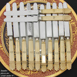 Antique French 24pc Dinner Knife Set, Carved Handles, Serving Pieces & in Chest