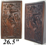 Antique Hand Carved LG Walnut Wood Panel, Figural Woman's Bust, Italian, French