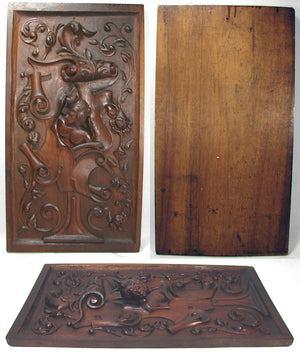 Antique Hand Carved LG Walnut Wood Panel, Figural Woman's Bust, Italian, French