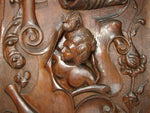 Antique Hand Carved LG Walnut Wood Panel, Figural Woman's Bust, Italian, French