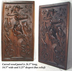 Antique Hand Carved LG Walnut Wood Panel, Figural Woman's Bust, Italian, French