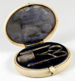 Antique European Continental Sewing Etui, Nécessaire, in IvoryCase, Silver and Steel Tools, Scissors, Thimble
