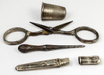 Antique European Continental Sewing Etui, Nécessaire, in IvoryCase, Silver and Steel Tools, Scissors, Thimble