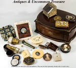 Antique European Continental Sewing Etui, Nécessaire, in IvoryCase, Silver and Steel Tools, Scissors, Thimble
