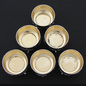 Gorgeous Antique French Cardeilhac Sterling Silver & Vermeil 6pc Open Salt Set