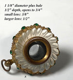 Antique French Palais Royal Jeweled Mother of Pearl Pendant Opera Glass Monocular 1-Draw