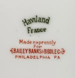 Set of 12 Vintage Haviland French Porcelain 8.5" Plates, Gothic or Celtic Gold Border, Bailey Banks & Biddle