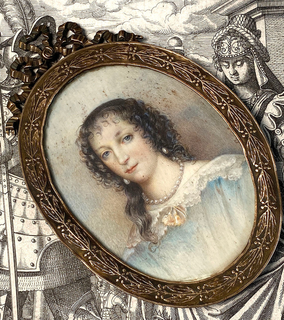 Fine Early 19th Century Antique Portrait Miniature In Bow Top Frame, H ...