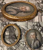 Antique 18th Century French Portrait Miniature of Distinguished Gentleman, 18k Face to the Original Frame