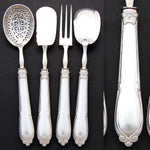 Antique French Sterling Silver 4pc Condiment or Hors d'Oeuvre Service Set, Fontanelle Pattern