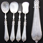 Antique French Sterling Silver 4pc Condiment or Hors d'Oeuvre Service Set