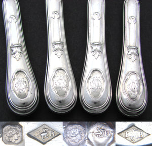 Antique French Sterling Silver 4pc Condiment or Hors d'Oeuvre Service Set