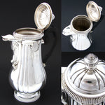 Antique French Sterling Silver 38oz Coffee or Tea Pot, Teapot, Seashell Pattern