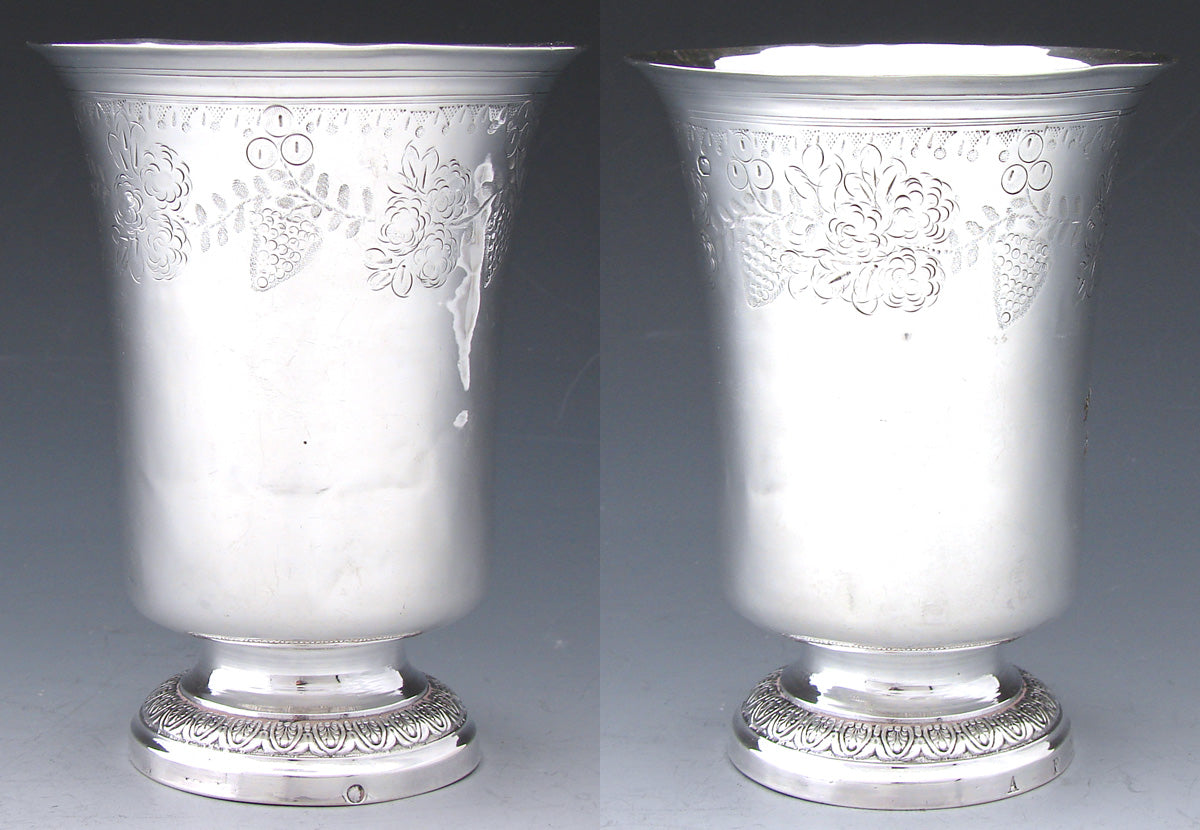 Antique French Sterling Silver Tulip Style Footed Goblet, Mint Julep or Wine Cup, Tumbler or Timbale