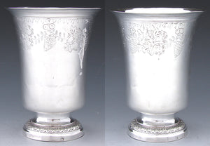 Antique French Sterling Silver Tulip Style Footed Goblet, Mint Julep or Wine Cup, Tumbler or Timbale
