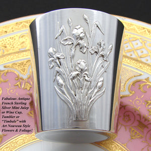 Antique French Sterling Silver Art Nouveau Mint Julep or Wine Cup, Tumbler or Timbale